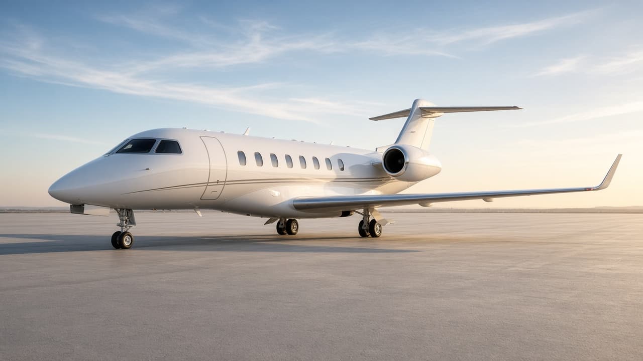 Clean private jet on the tarmac